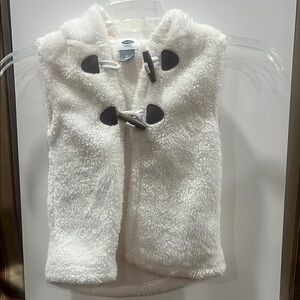 Cozy White Fleece Vest with Toggle Closures